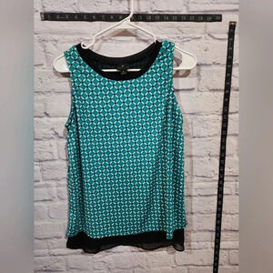 Worthington sleeveles teal and black blouse Size Medium